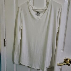 NOBO White Classic V-Neck Long Sleeve Layering Soft Jersey Top XXL